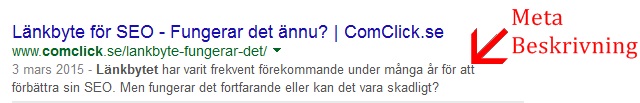 Meta Beskrivning i Googles sökresultat